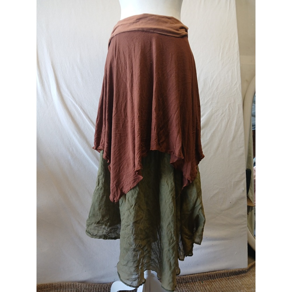 Lagenlook forest fairy whimsical hippie flowy size XL skirt 2 toned Flawed maxi